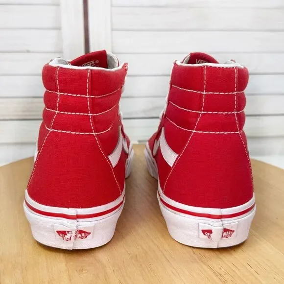 Vans SK8-Hi Canvas High-Top Sneakers Shoes Red White 7 Men 8.5 Women - Picture 6 of 11